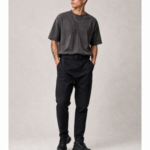 MDNT:45 Black Belted Pants Streetwear Goth Avant Garde Techwear Designer Men XL
